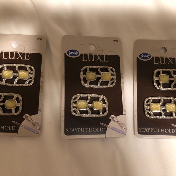 Goody Luxe Stayput Hold Fancy Barrettes, 2 Piece Set X 3 - Picture 2 of 4